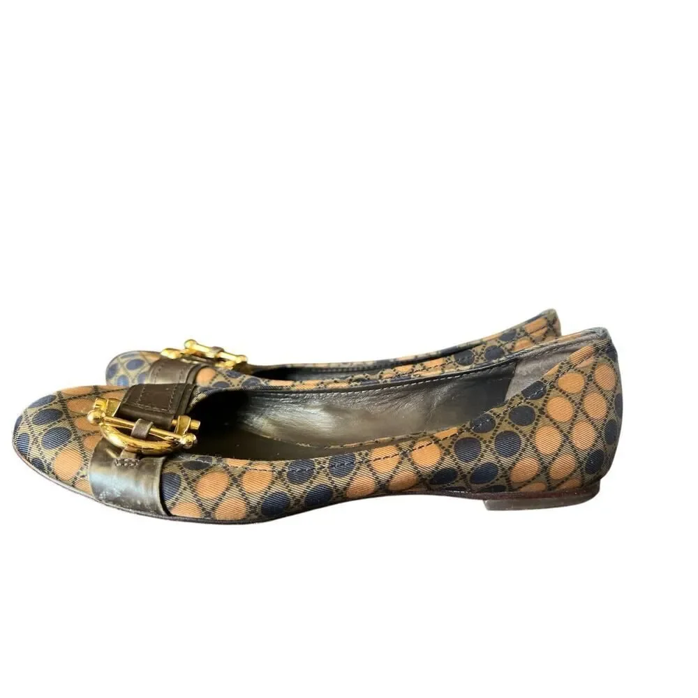 Tory Burch Flats Size 6 Womens Multicolor Gold Hardware Noel Slip On Casual